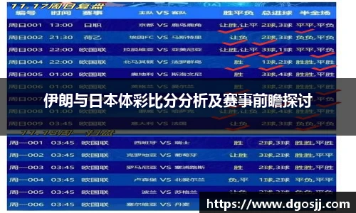 伊朗与日本体彩比分分析及赛事前瞻探讨